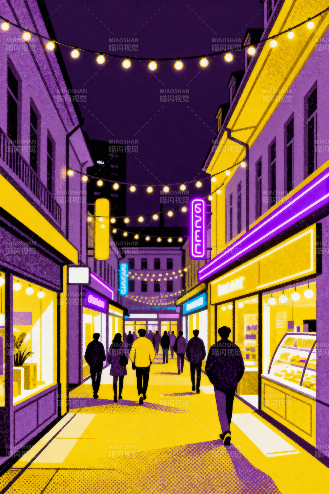 夜市霓虹街景图片