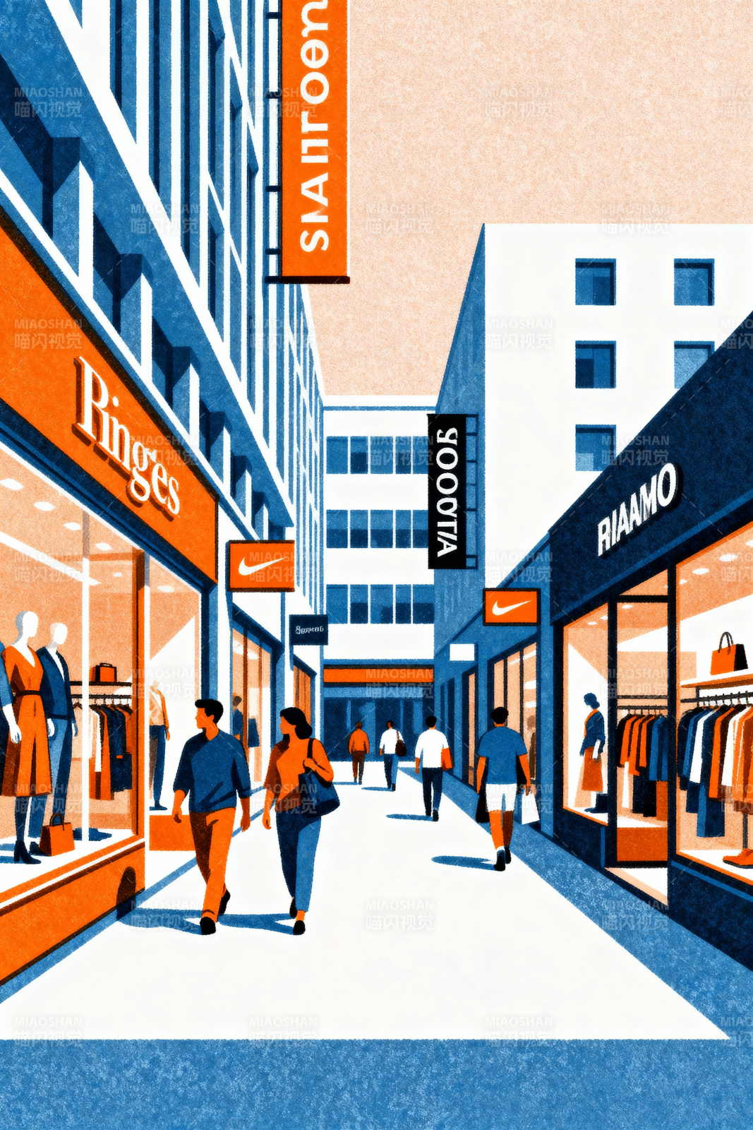 都市购物街景图片