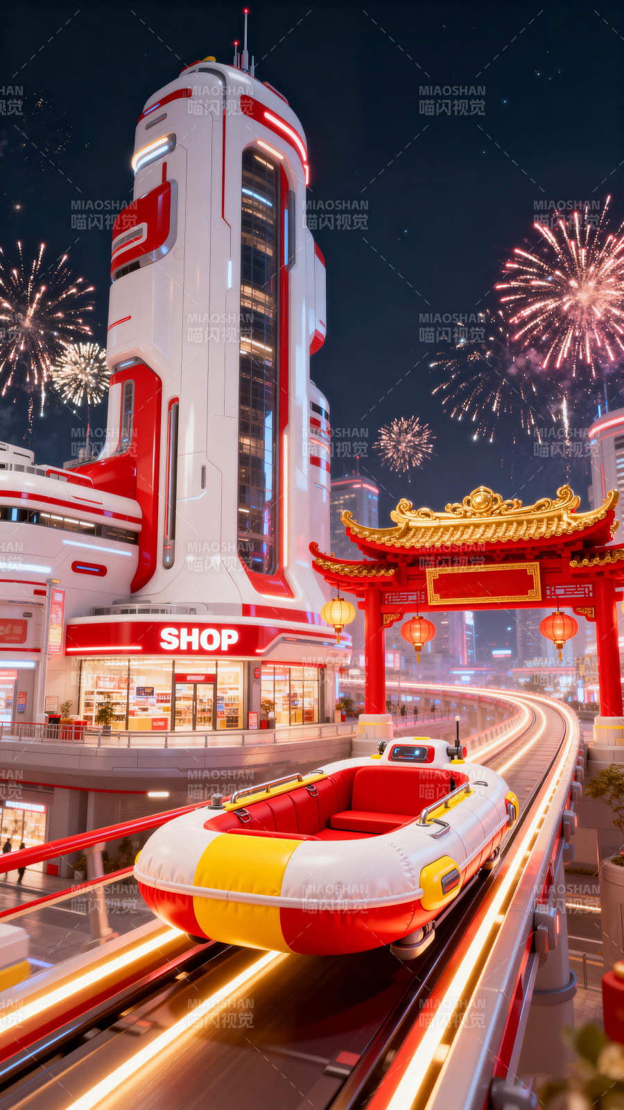 春节科技感3D场景图片