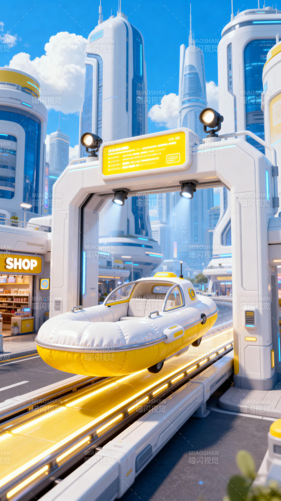 科技感电商充气艇展台图片