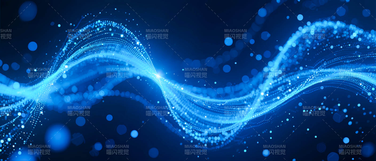 蓝色光波流动图片