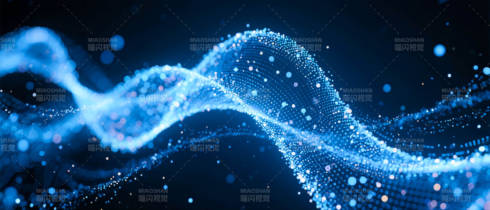 蓝色光波流动图片