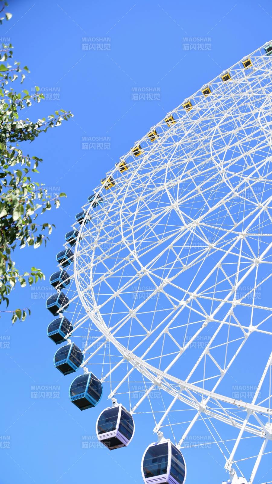 摩天轮蓝天映衬图片