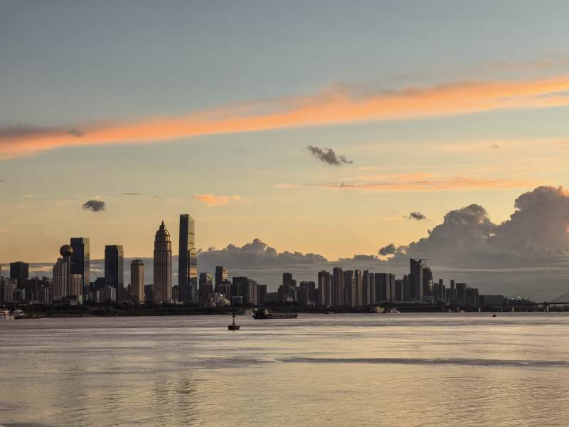 长江城市天际线日落图片