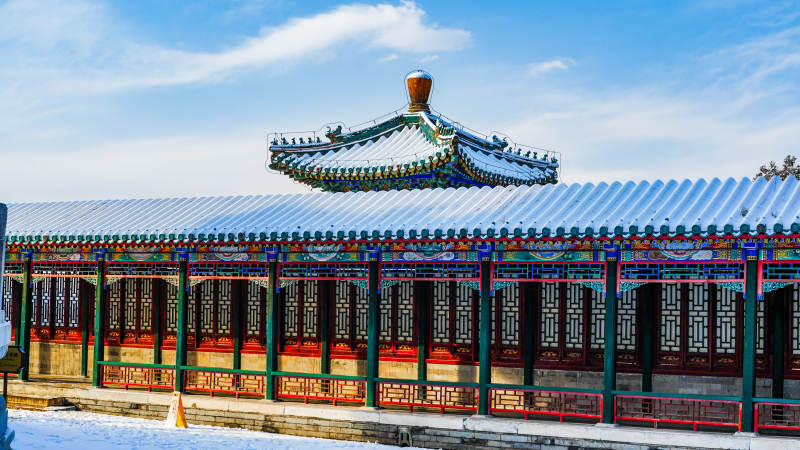 颐和园佛香阁雪后古建筑美景图片
