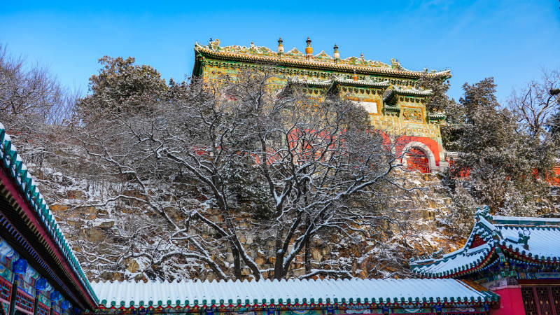 颐和园佛香阁雪后风光图片