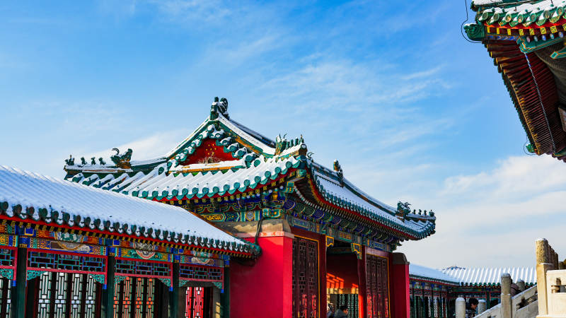 颐和园佛香阁雪后古建筑美景图片