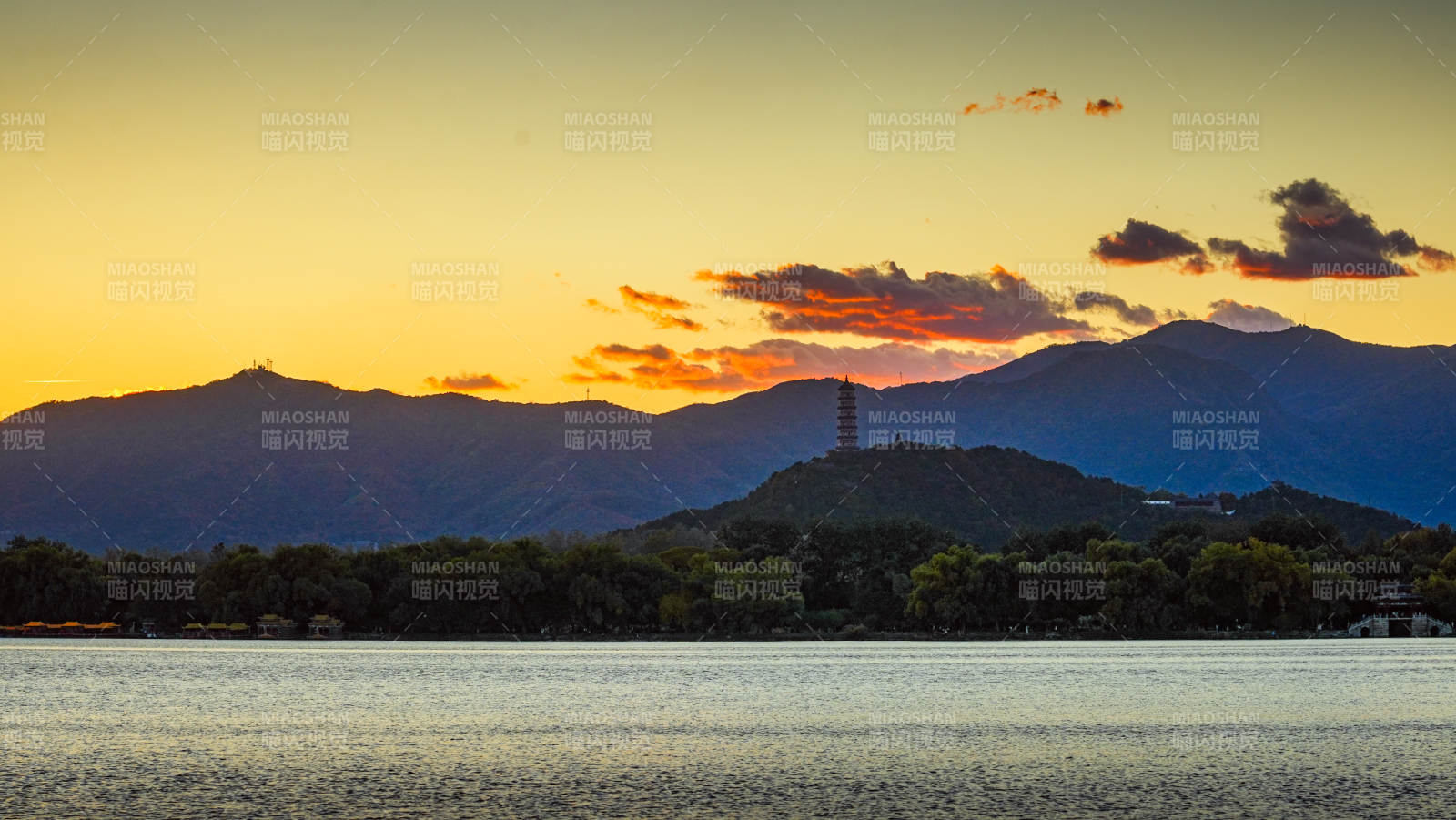 颐和园湖光山色夕阳美图片
