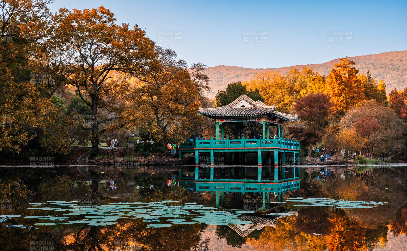 钟山风景区秋湖亭影图片