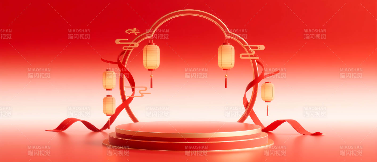 红色国潮风电商场景图图片