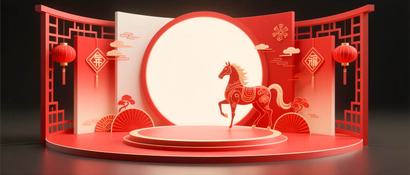 红色国潮风电商场景图图片