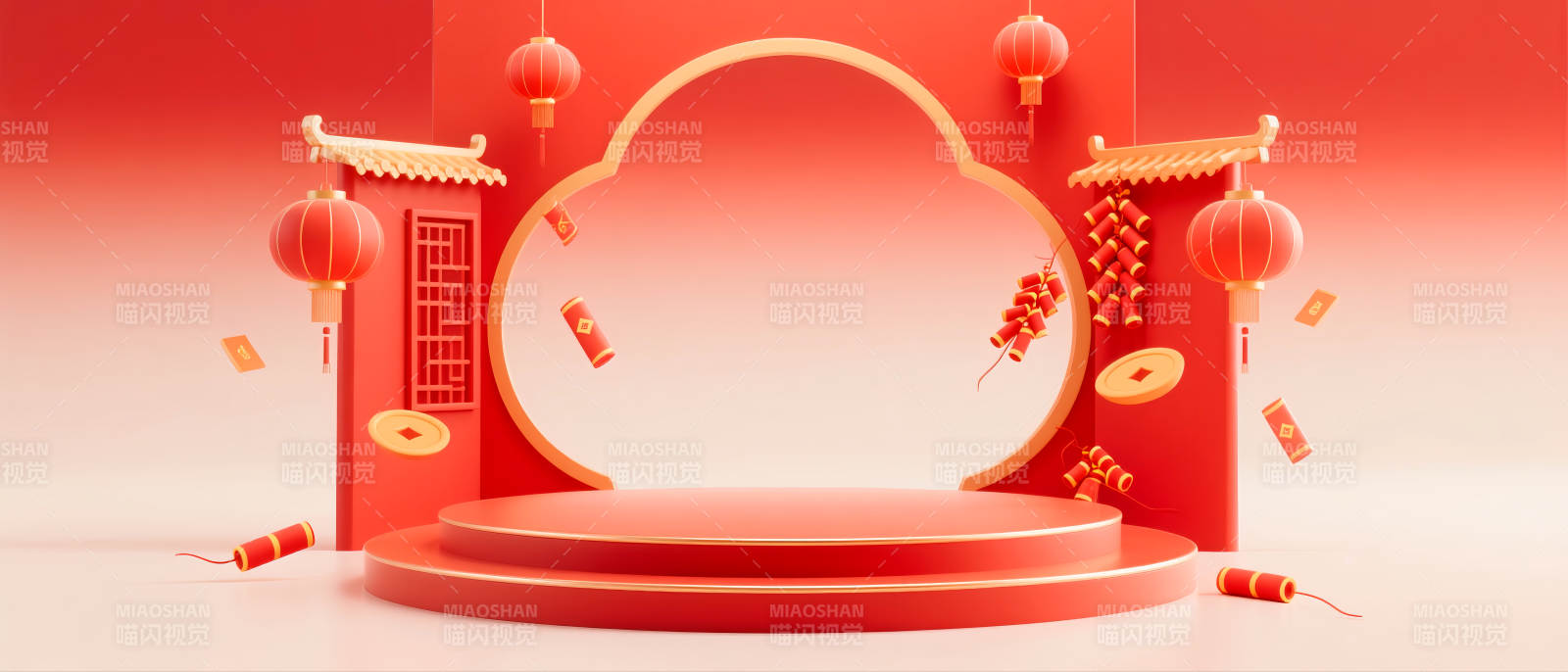 马年喜庆中国风舞台图片