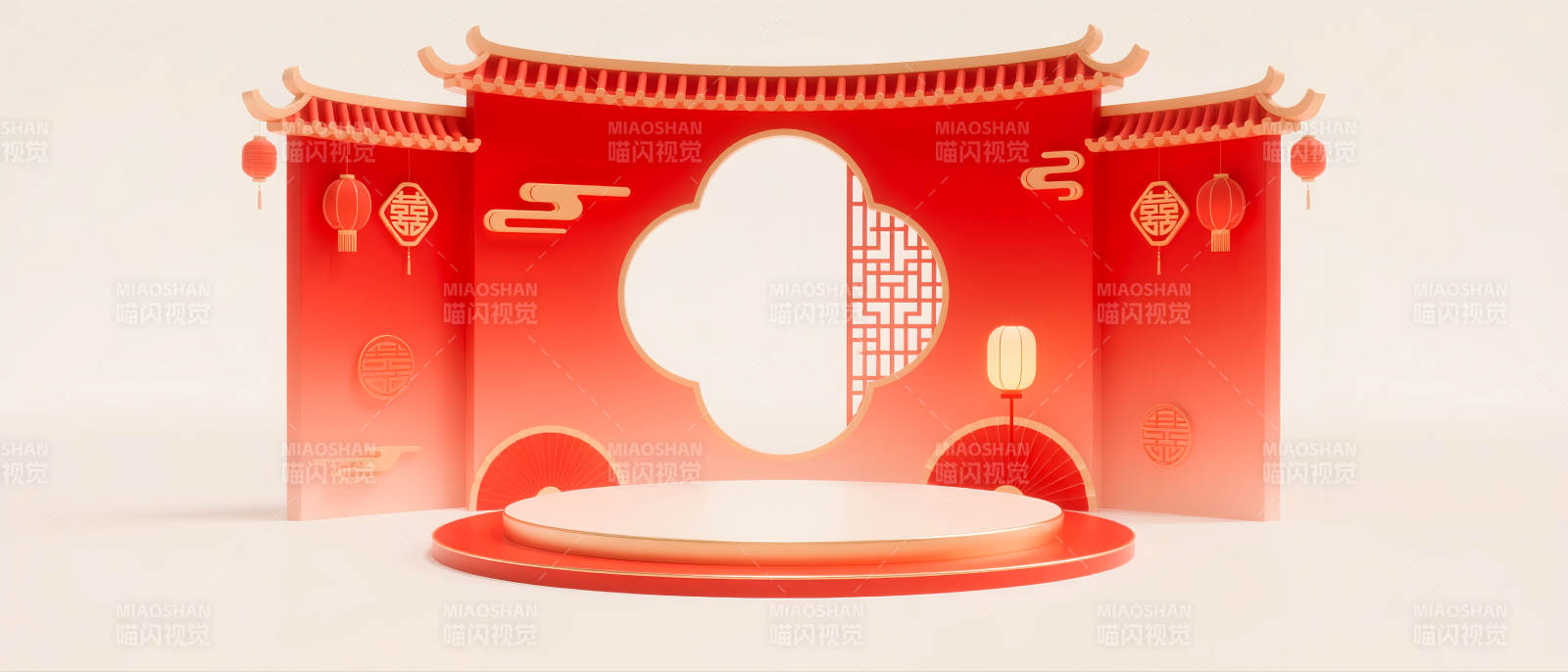 马年中式红门迎春景图片