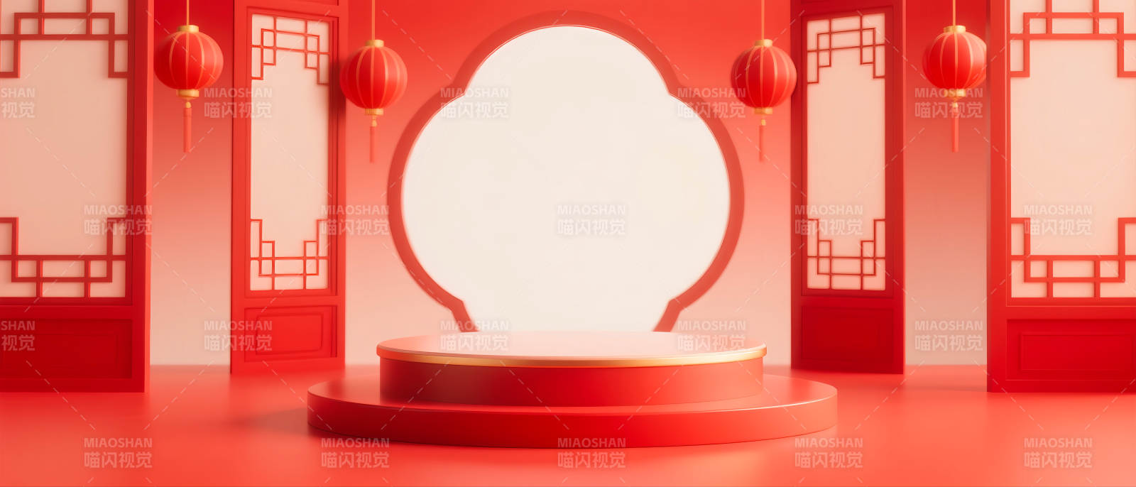 红色国潮风电商场景图图片