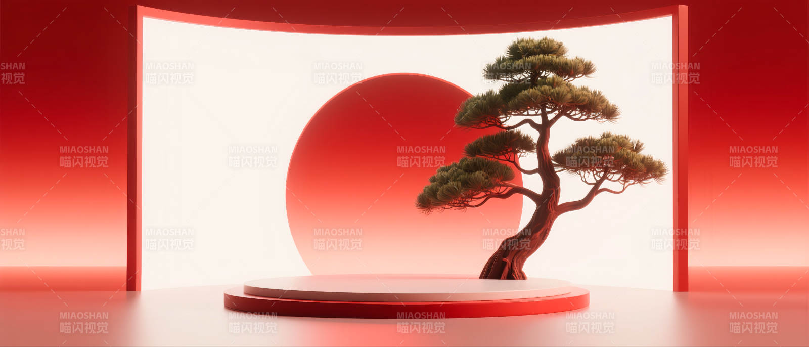 红色国潮风电商场景图图片