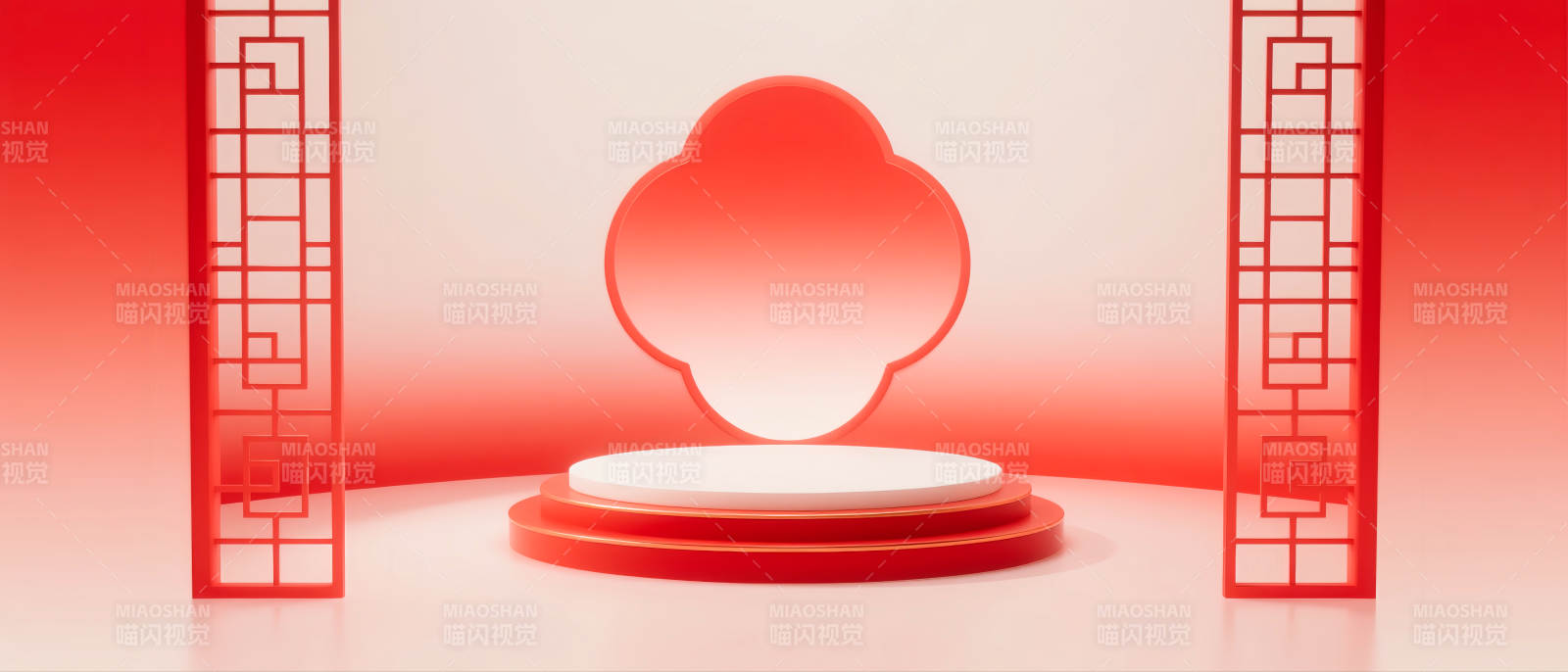 红色国潮风电商场景图图片