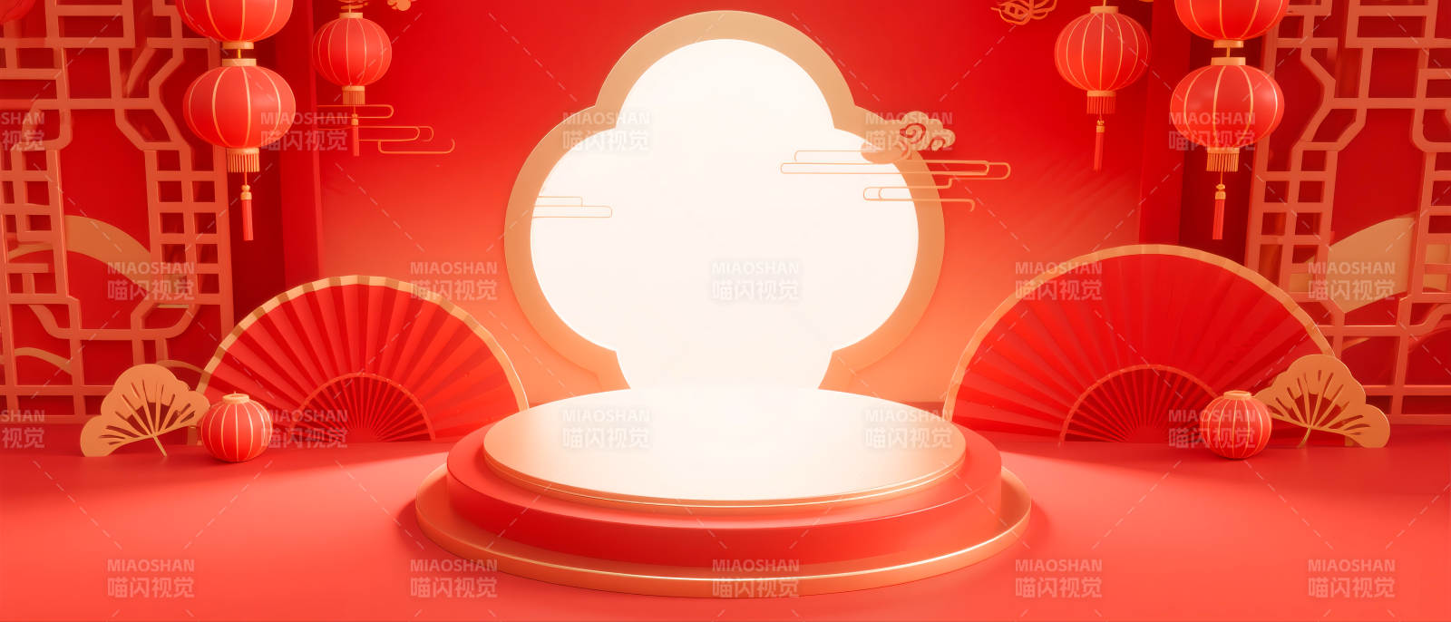 马年电商新春喜庆舞台图片