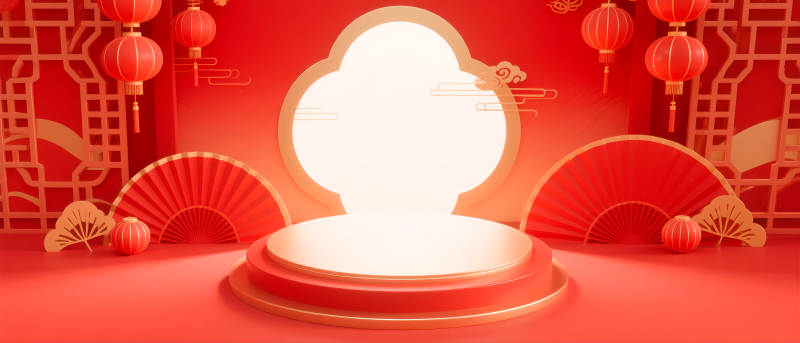 马年电商新春喜庆舞台图片