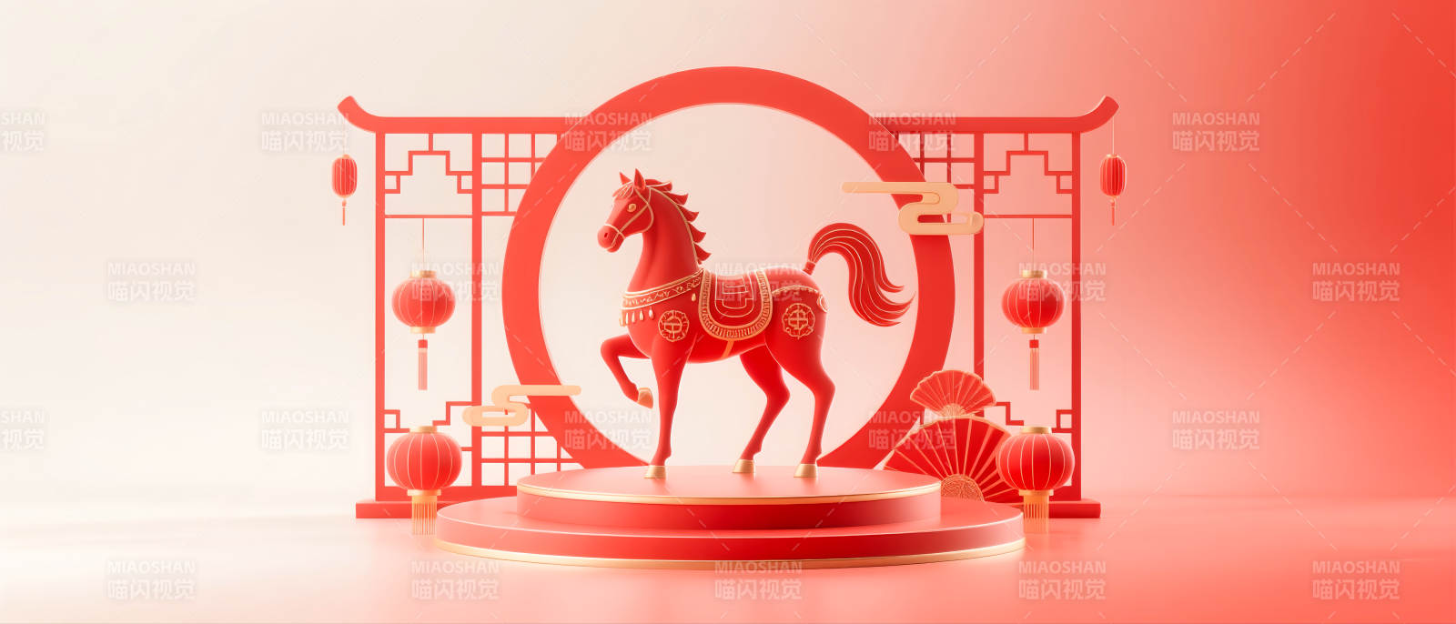 红色国潮风电商场景图图片