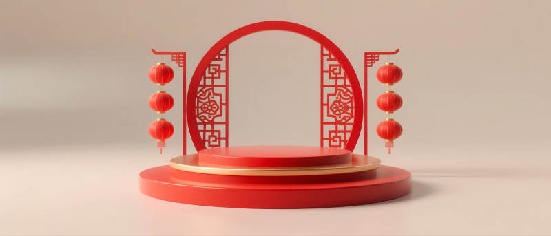 红色国潮风电商场景图图片