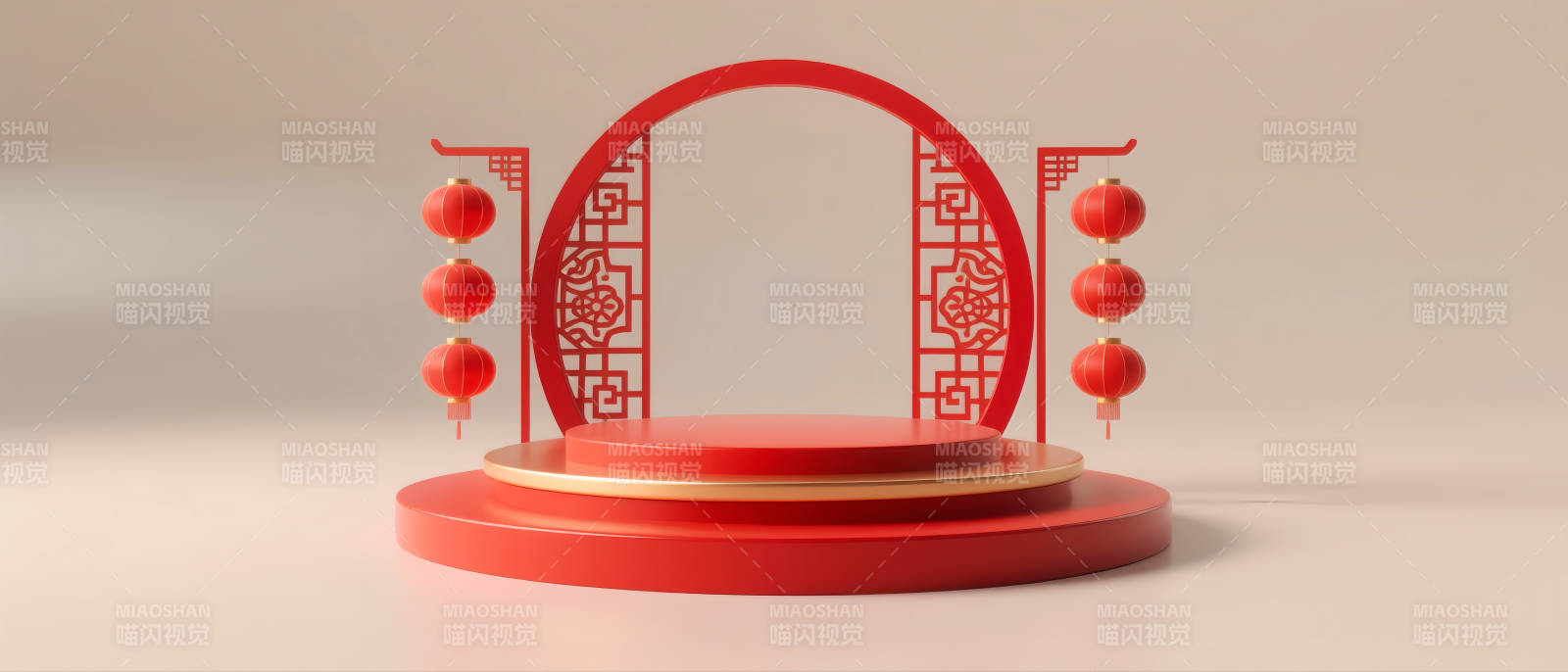 红色国潮风电商场景图图片