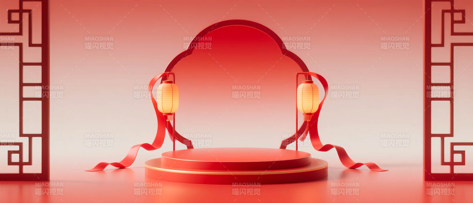 红色国潮风电商场景图图片