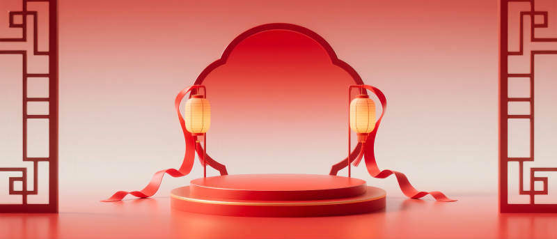 红色国潮风电商场景图图片