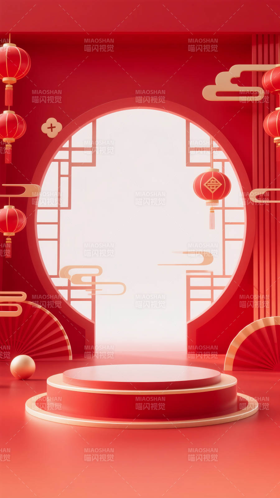 红韵新春喜庆迎福电商背景图片