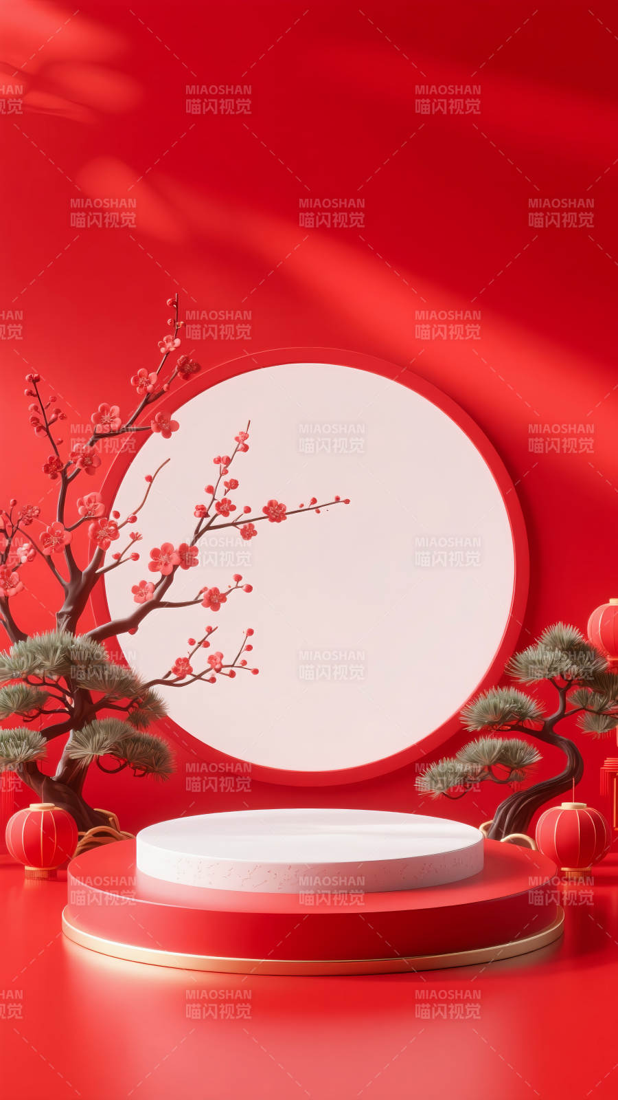 红韵迎春 喜庆绽放电商背景图片