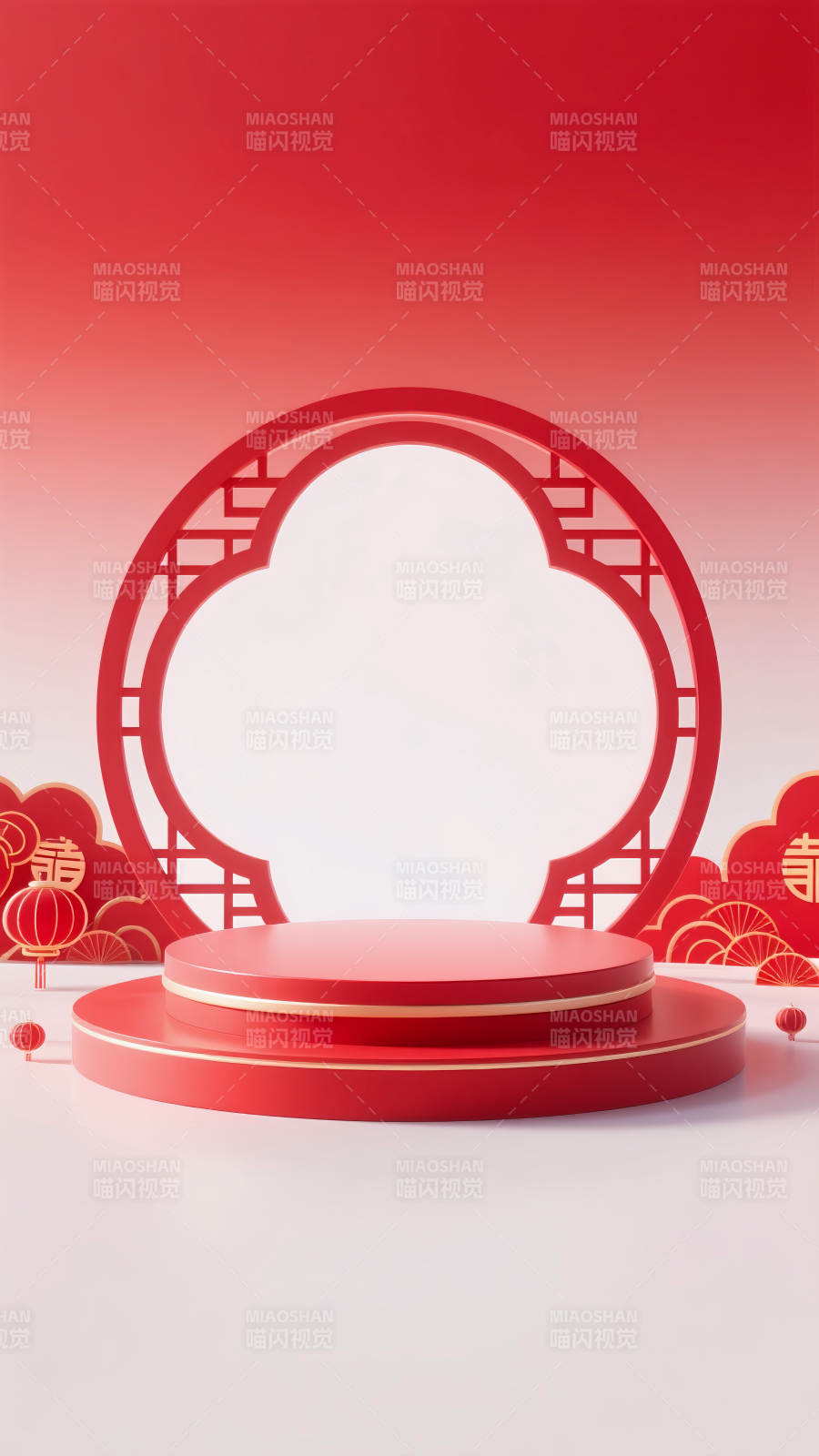 红韵祥云迎新春电商背景图片