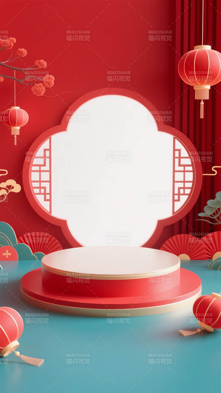 新春喜庆舞台电商场景图图片