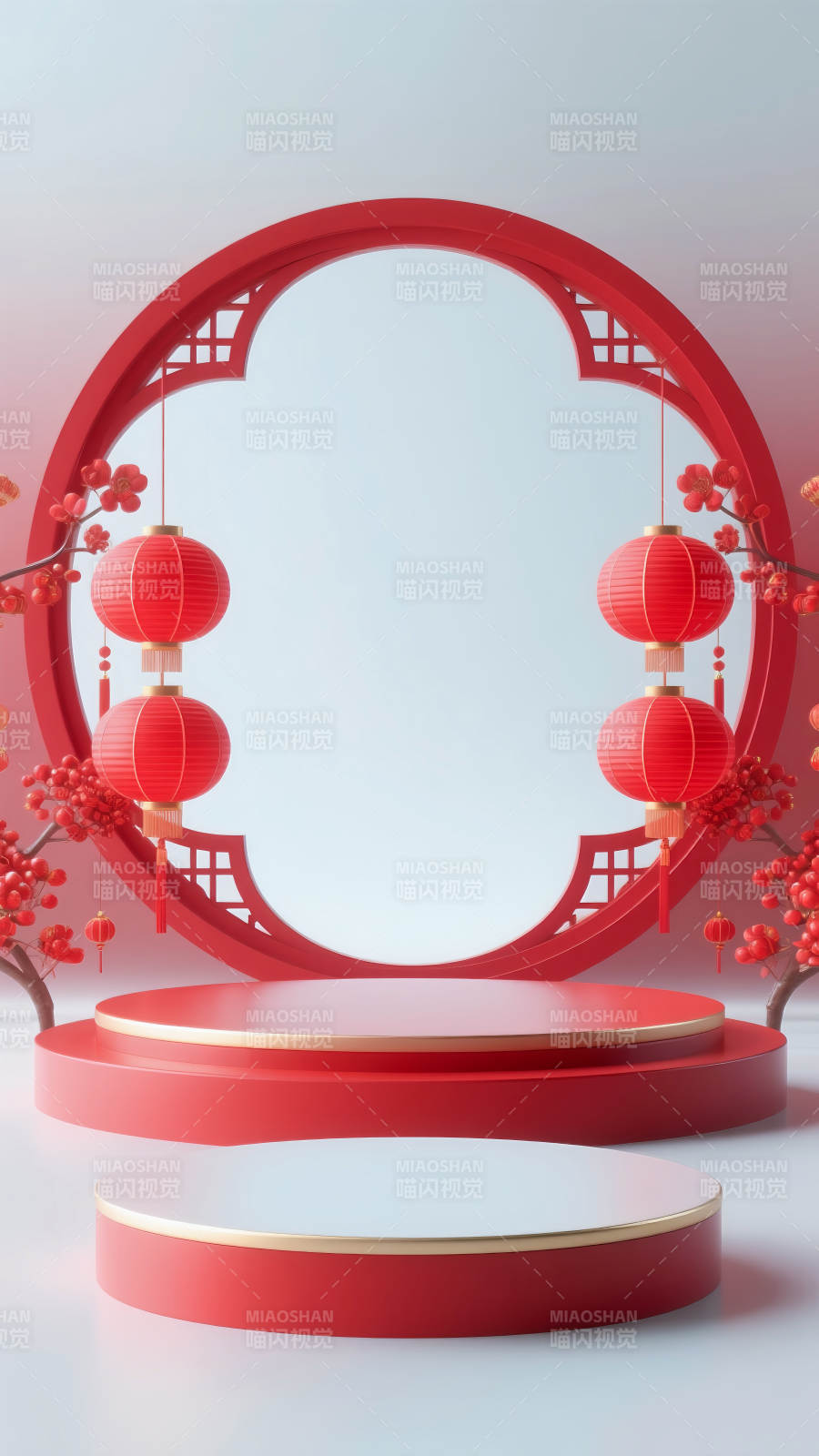 红韵迎春电商场景图图片