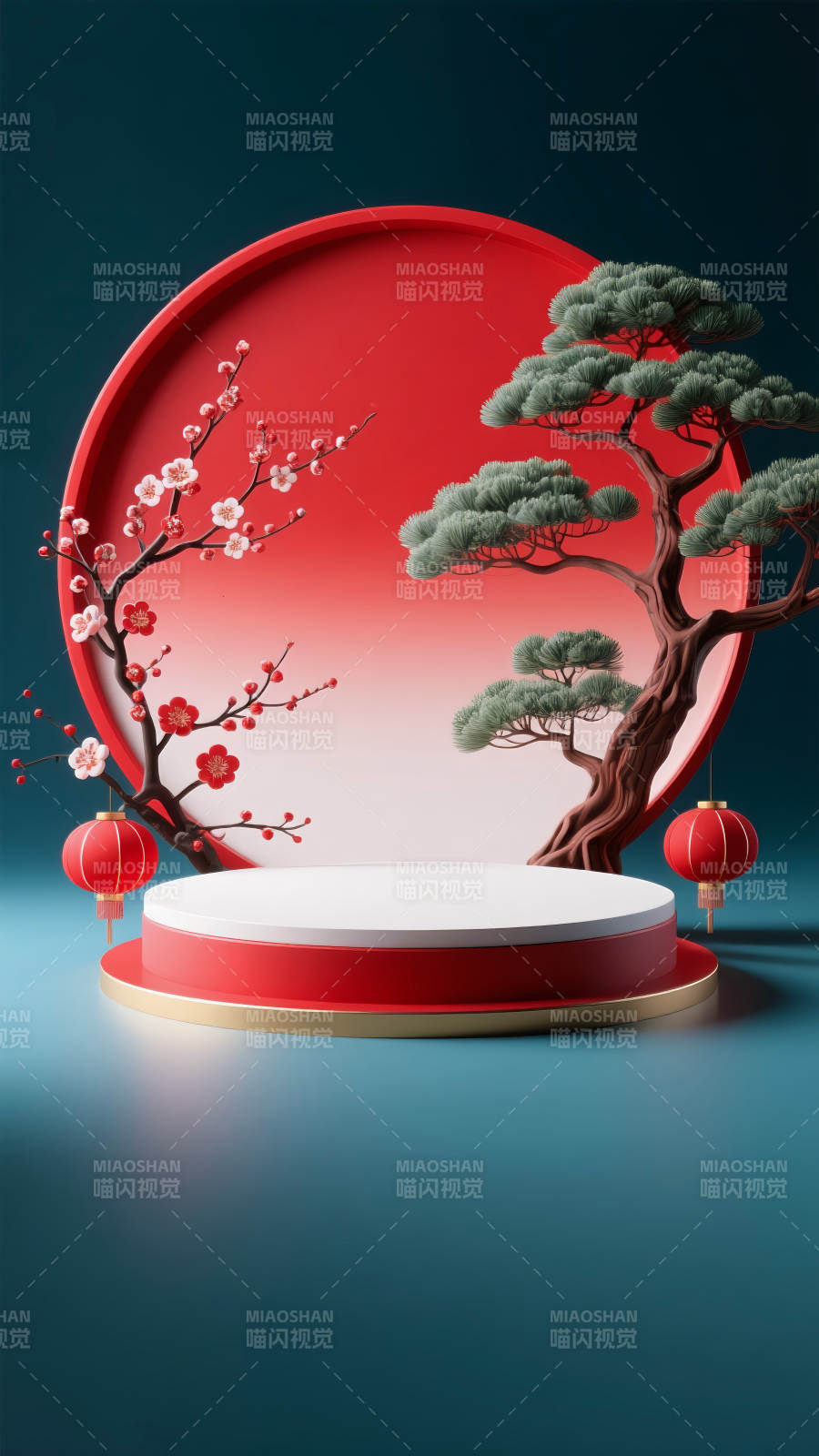 春意盎然迎新春电商场景图图片