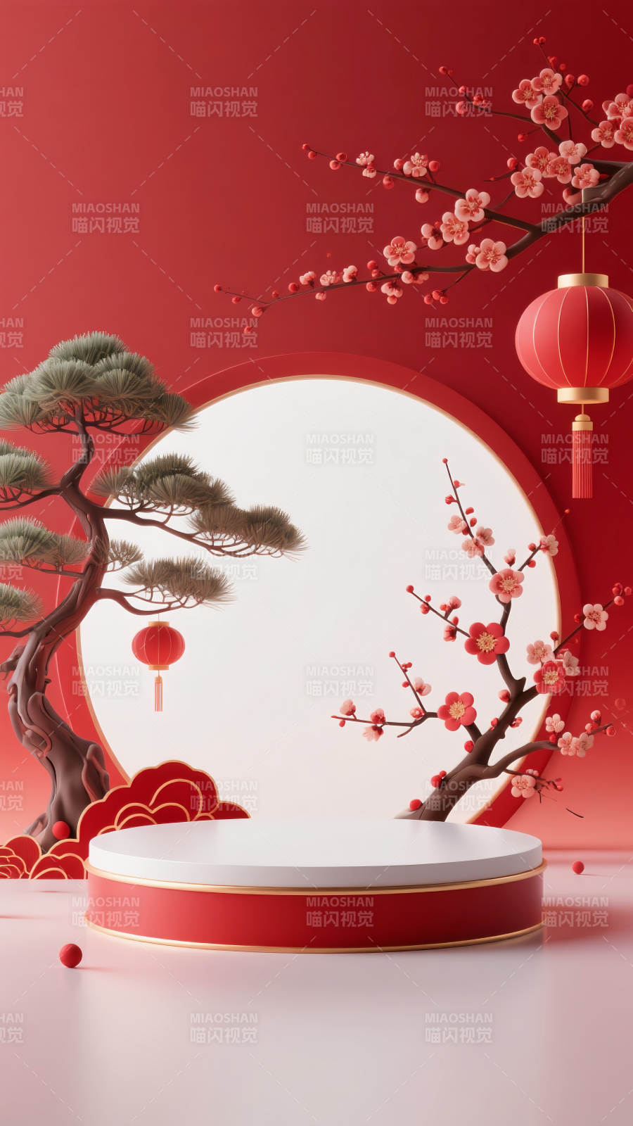 新春贺岁迎福来电商场景图图片