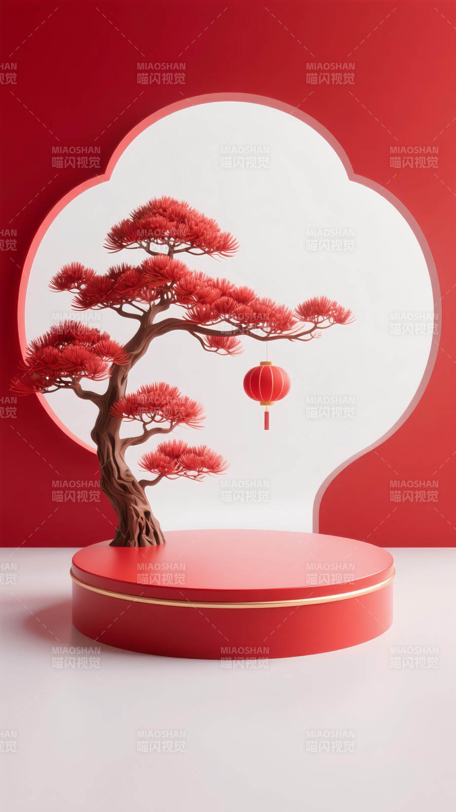 红树映灯春意浓电商场景图图片