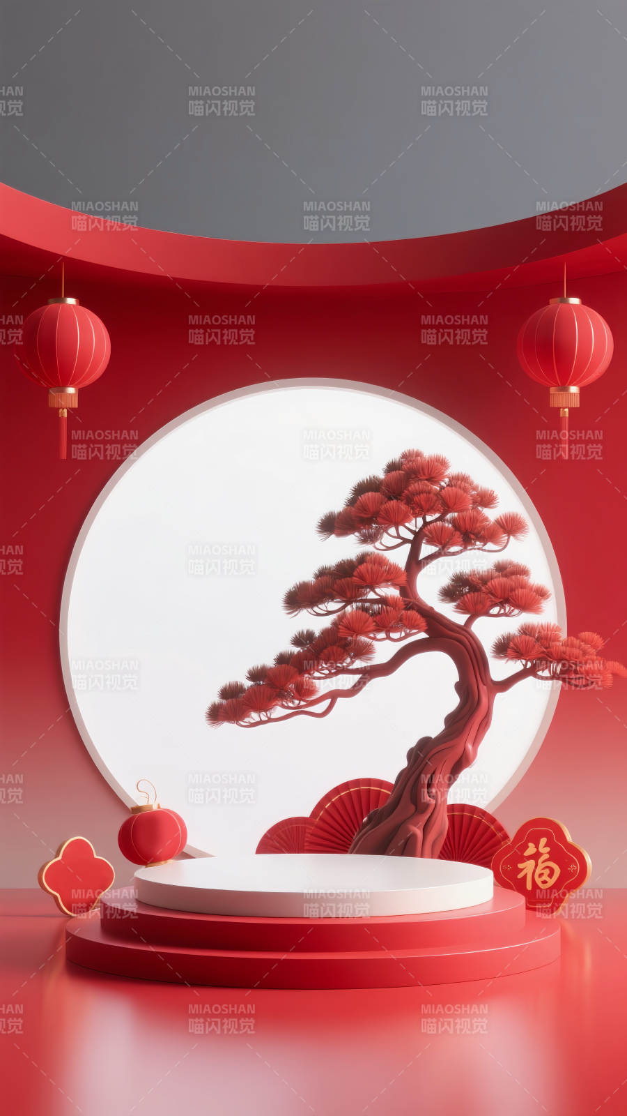 红韵迎春电商场景图图片