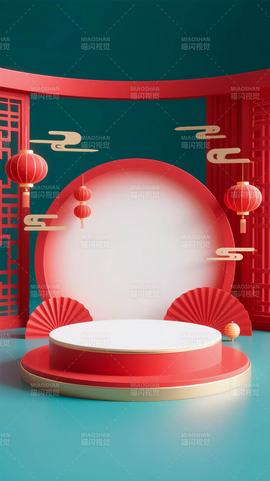 红韵东方舞台电商场景图图片