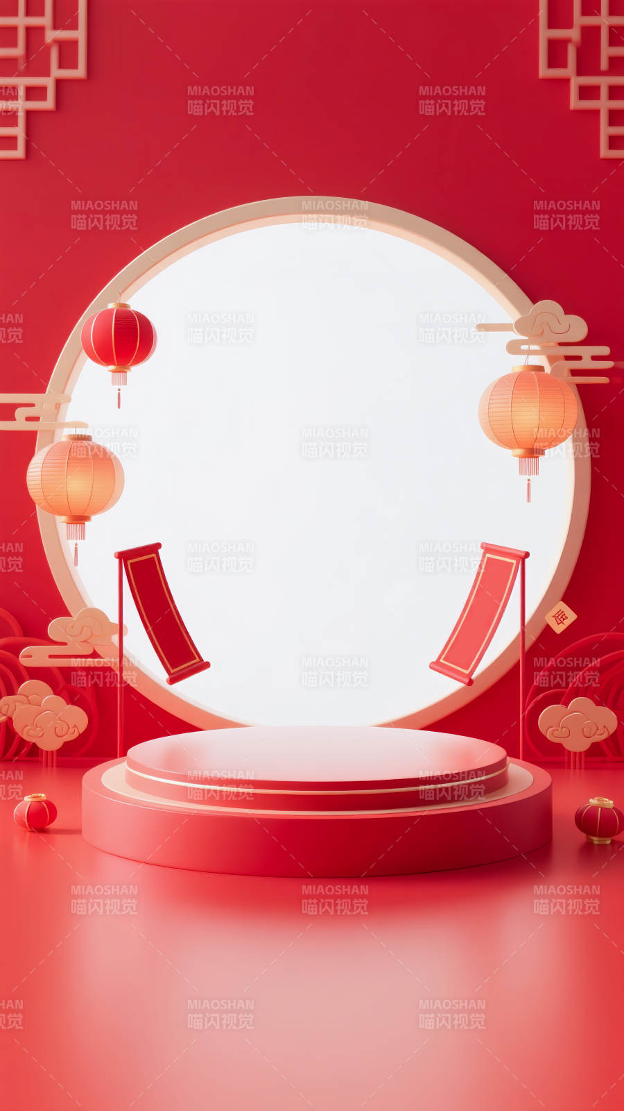 新春喜庆舞台电商场景图图片