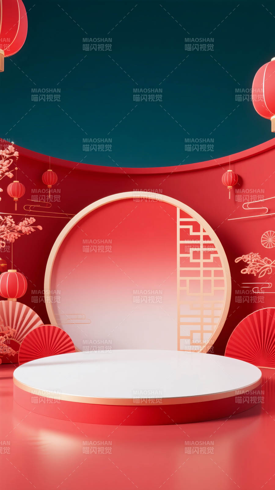 新春喜庆舞台电商场景图图片