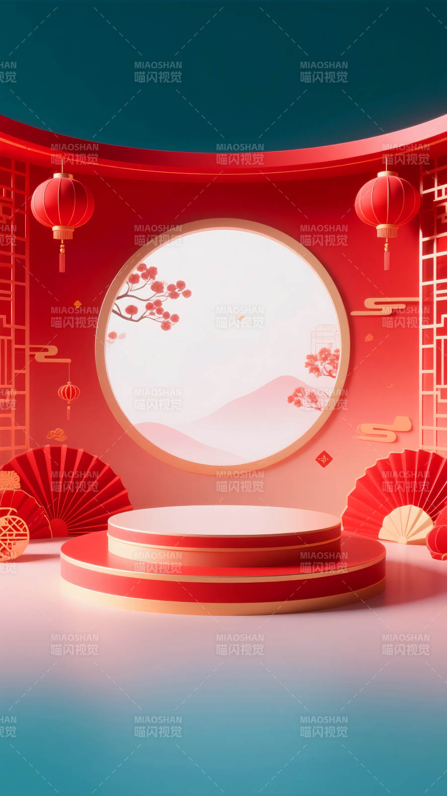 新春喜庆舞台电商场景图图片