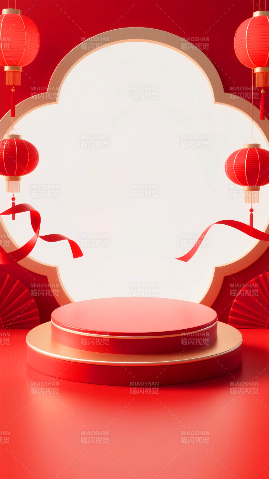 喜庆红灯舞台电商场景图图片