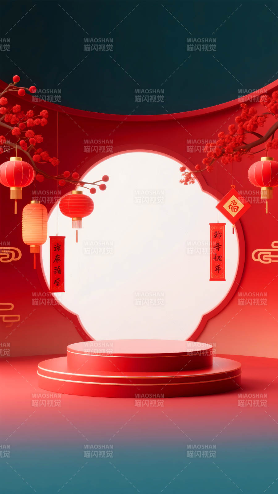 新春贺岁福满人间电商场景图图片