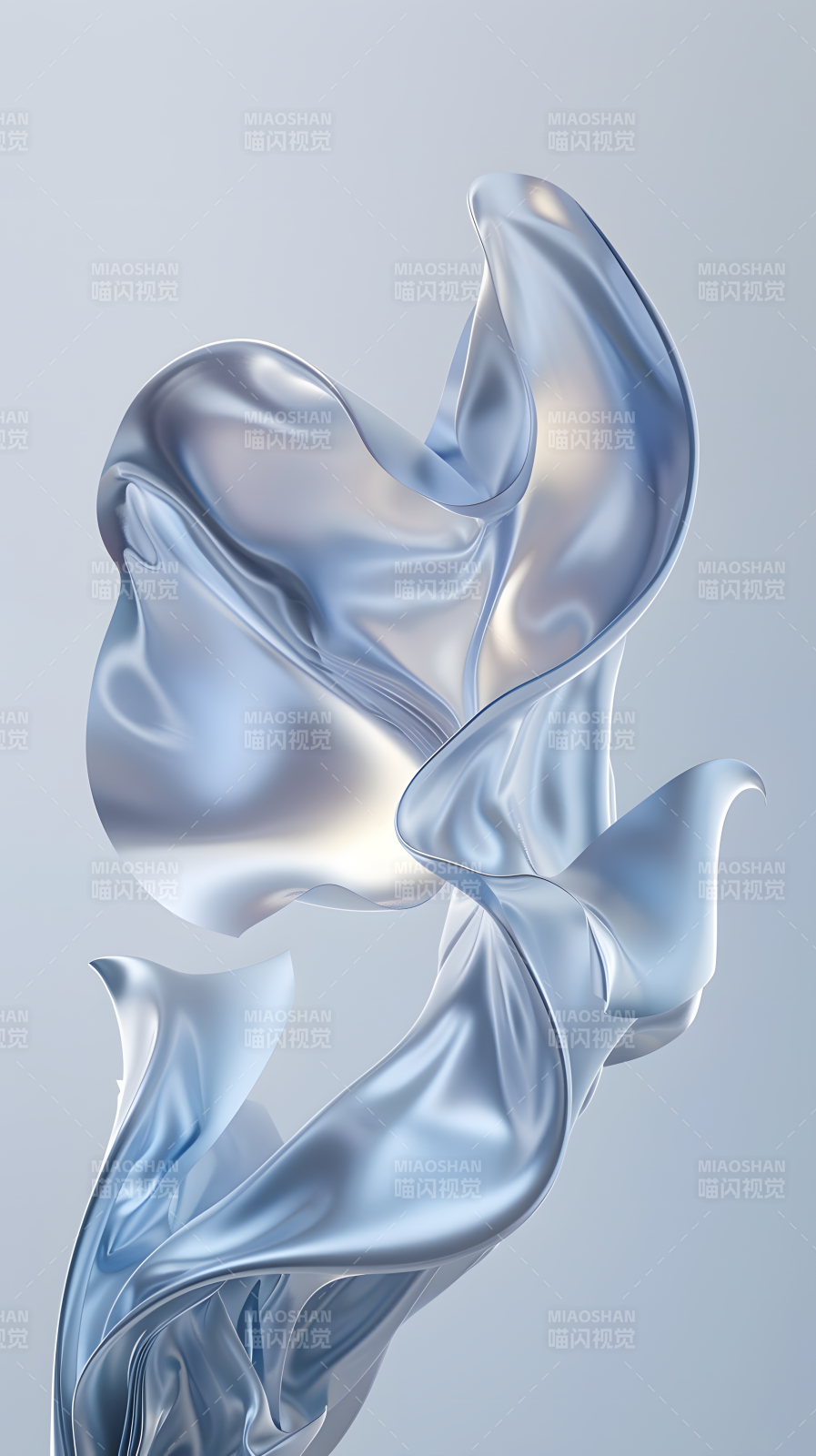 蓝色金属3D背景流光绸舞图片