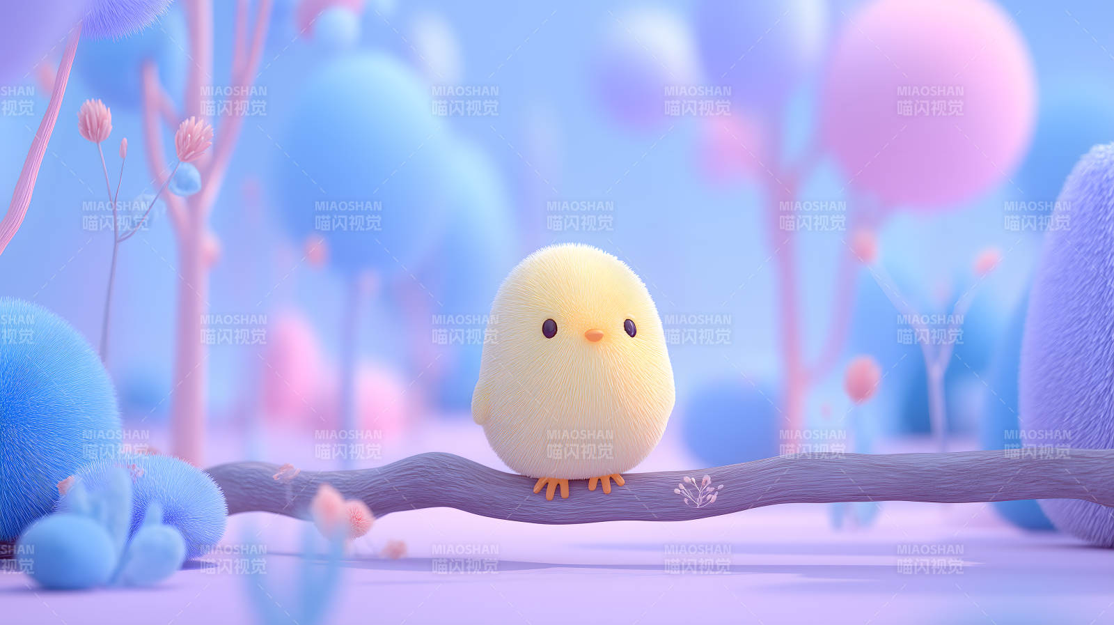 可爱小鸡在梦幻森林里图片