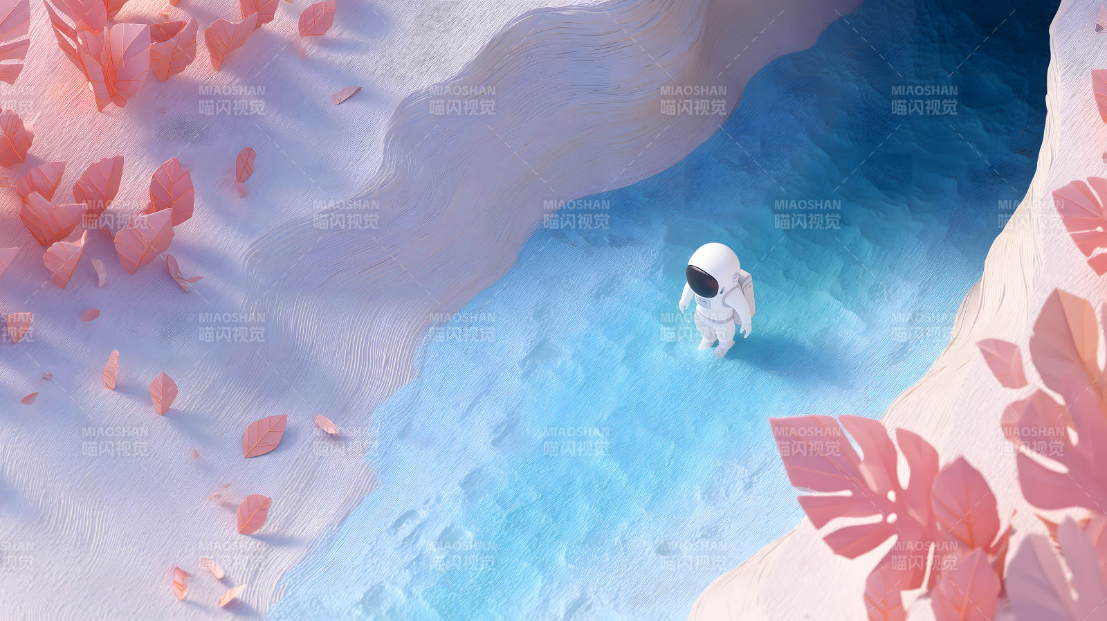 宇航员探索粉色世界图片