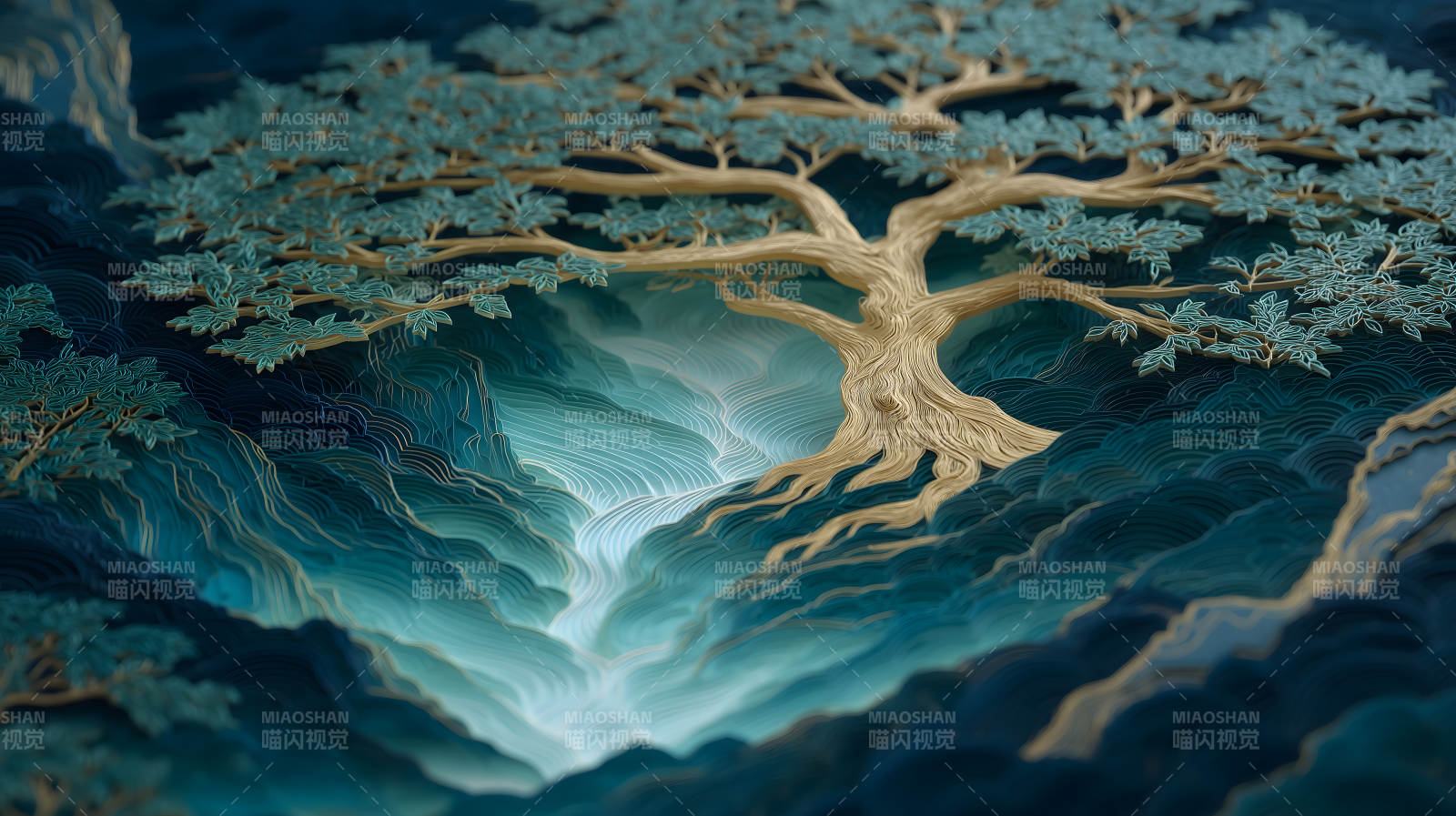 山水树木图图片