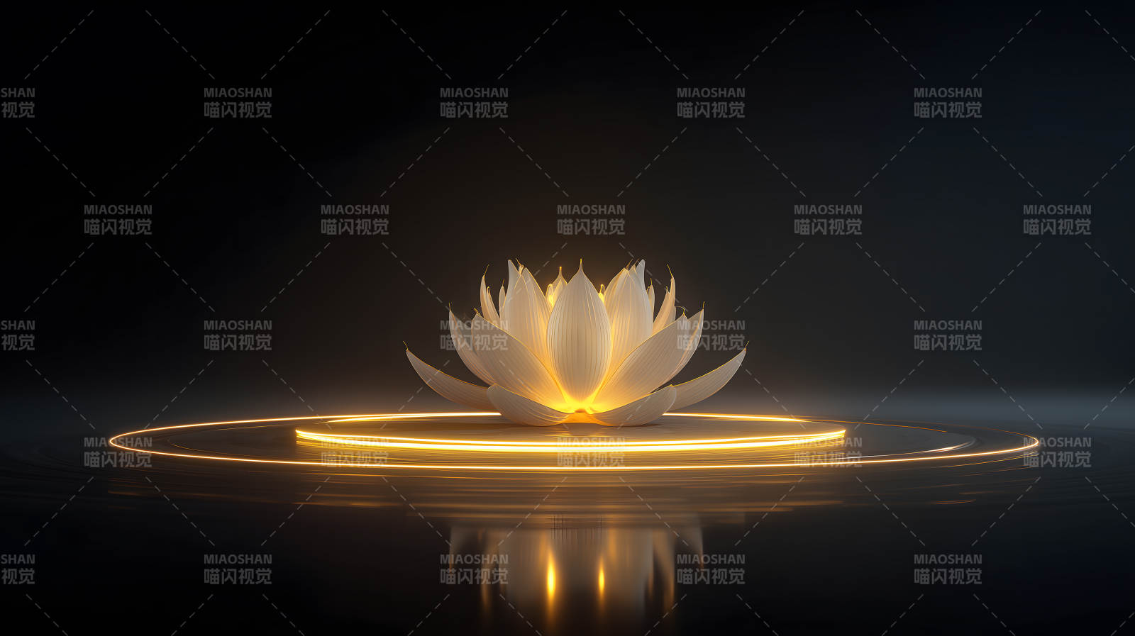 金色莲花发光绽放图片