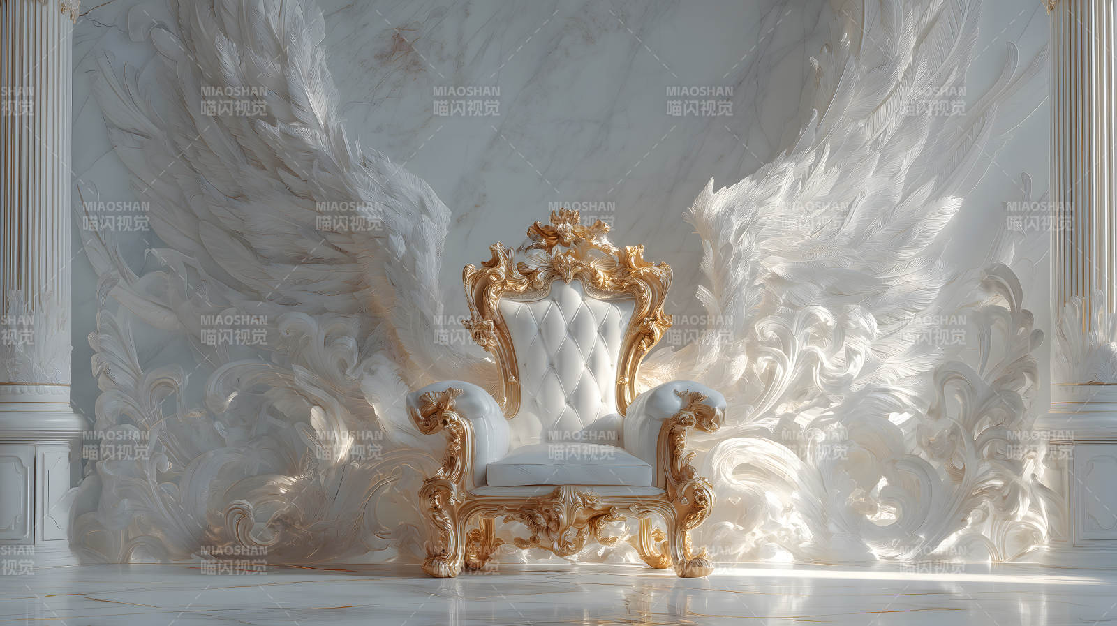 金椅天使翅膀雕刻背景图片