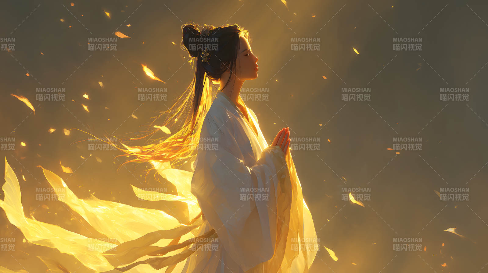 祈祷的东方女子图片