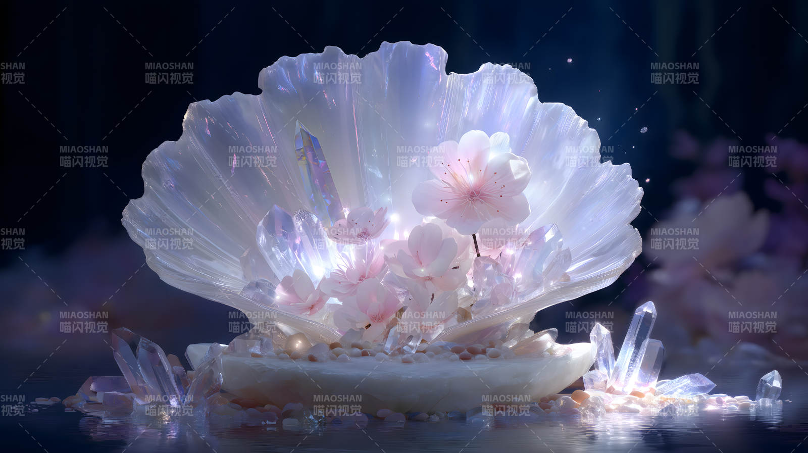 贝壳花朵水晶梦幻图片